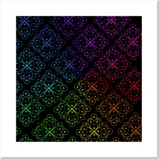 Rainbow Ombre Gradient Heart Mandala Pattern Posters and Art